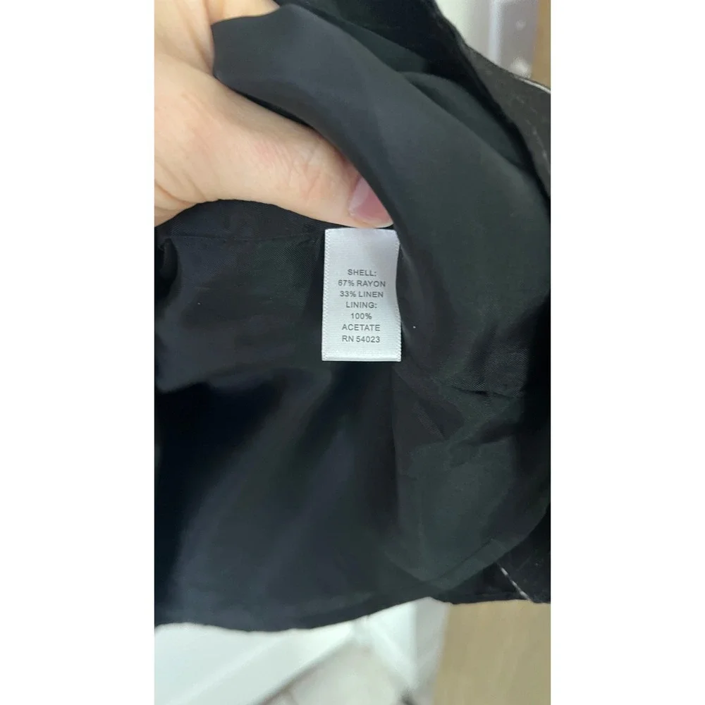 Banana Republic Big Dot Linen Blend Fit and Flare Dress Black Sz 4 - Picture 6 of 7
